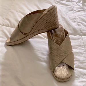 Brand new gold wedge espadrilles